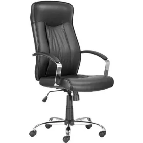   Főnöki szék, műbőr borítás, króm lábkereszt, Montgomery, fekete (BBSZV318)