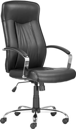 Főnöki szék, műbőr borítás, króm lábkereszt, Montgomery, fekete (BBSZV318)