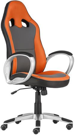 Főnöki szék, mesh és műbőr borítás, műanyag lábkereszt, Oregon, szürke-narancs (BBSZV319)