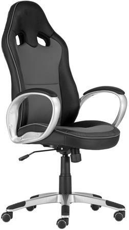 Főnöki szék, mesh és műbőr borítás, műanyag lábkereszt, Oregon, fekete-szürke (BBSZV321)
