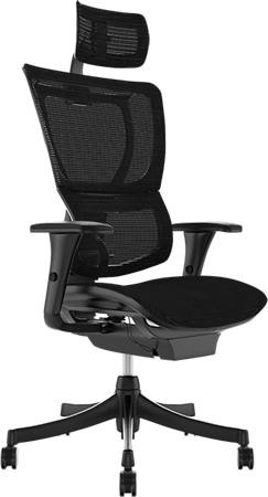 Főnöki szék, állítható karfával, feszített hálós háttámla, fekete lábkereszt Mirus, fekete (BBSZV370)