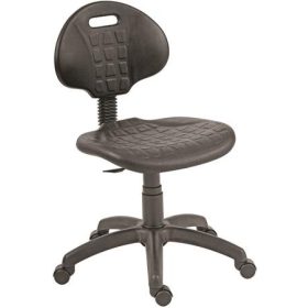   Munkaszék, gázliftes, háttámlás, műanyag ülőfelület és támla, fékező görgőkkel 1290, fekete (BBSZV383)