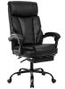 Főnöki szék, textil bőrborítás, kihúzható lábtámasz, Canberro, fekete (BBSZV415)