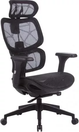 Irodai forgószék, hálós ülőlap és háttámla, fekete műanyag lábkereszt, Humantech, fekete (BBSZV429)
