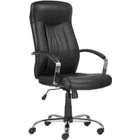   Főnöki szék, valódi bőr borítás, króm lábkereszt, Montgomery XXL, fekete (BBSZV442)