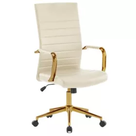   Irodai forgószék, textilbőr borítás, krómozott arany lábkereszt, Golden 6, bézs (BBSZV448)