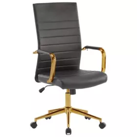   Irodai forgószék, textilbőr borítás, krómozott arany lábkereszt, Golden 6, fekete (BBSZV449)