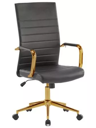 Irodai forgószék, textilbőr borítás, krómozott arany lábkereszt, Golden 6, fekete (BBSZV449)