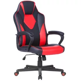   Irodai forgószék, mesh-textilbőr borítás, fekete lábkereszt, párnázott karfa, Newdale, fekete-piros (BBSZV451)