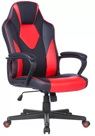 Irodai forgószék, mesh-textilbőr borítás, fekete lábkereszt, párnázott karfa, Newdale, fekete-piros (BBSZV451)