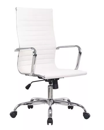 Irodai forgószék, textilbőrborítás, króm lábkereszt, 2 db/csomag, Preston, fehér (BBSZV456)