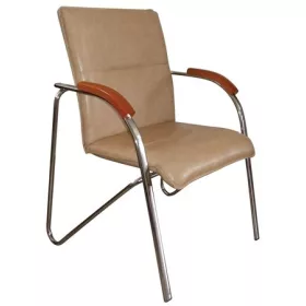   Tárgyalószék, műbőr borítás, krómozott acélváz, cseresznyefa karfa, Sabina, bézs (BBSZV99B)