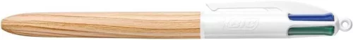 Golyóstoll, 0,32 mm, nyomógombos, négyszínű, BIC 4 Colours Wood Effect (BC508964)
