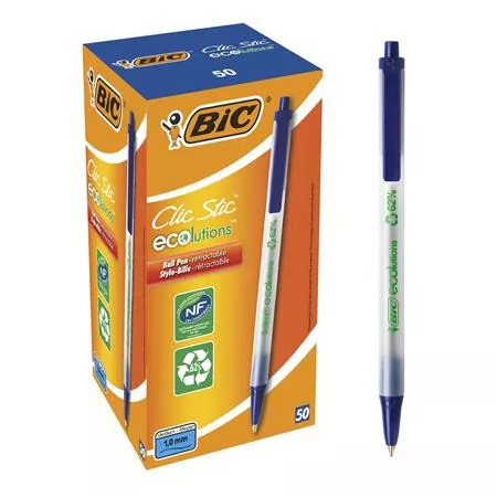 Golyóstoll, 0,32 mm, nyomógombos, BIC Clic Stic ecolutions, kék (BC8806891)