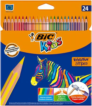 Színes ceruza készlet, BIC KIDS Evolution Stripes, 24 különböző szín (BC950525)