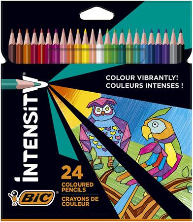 Színes ceruza készlet, háromszögletű, BIC Intensity Up, 24 különböző szín (BC9641482)