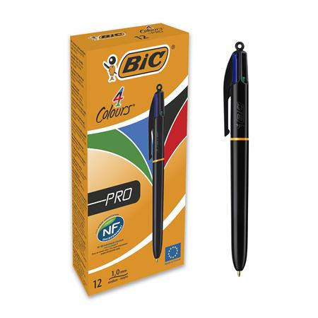 Golyóstoll, 0,32 mm, nyomógombos, négyszínű, BIC 4 Colours Pro (BC982869)