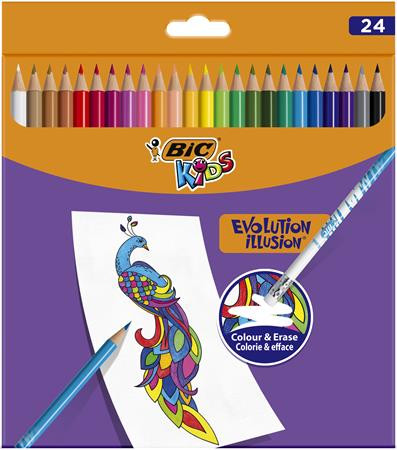 Színes ceruza készlet, BIC Evolution Illusion, 24 különböző szín (BC987869)