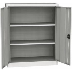   Fémszekrény, kétajtós, 115x95x40 cm, 2 polccal, MAYAH, szürke (BIE402A01)