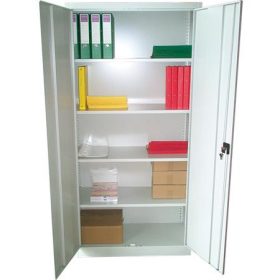   Fémszekrény, kétajtós, polcos, MAYAH, szürke (BIE782A04)