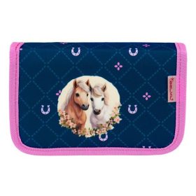   Tolltartó, klapnis, cipzáras, BELMIL Meet your Horses, kék-rózsaszín, lovak (BL33572138L)