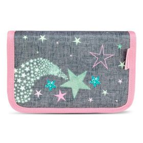   Tolltartó, klapnis, cipzáras, BELMIL Shine Bright, szürke-rózsaszín, csillagok (BL33572148L)