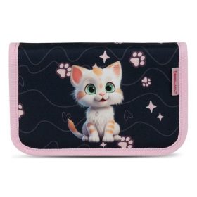   Tolltartó, klapnis, cipzáras, BELMIL Cute Kitten, fekete-rózsaszín, cica (BL33572234L)