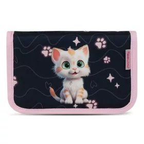   Tolltartó, klapnis, cipzáras, BELMIL Cute Kitten, fekete-rózsaszín, cica (BL33572234L)