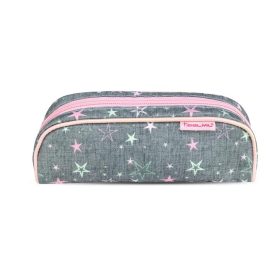   Tolltartó, henger alakú, cipzáras, BELMIL Shine Bright, szürke-rózsaszín, csillagok (BL33578347L)