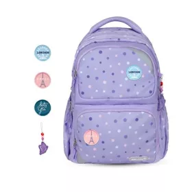   Iskolatáska, cipzáras, BELMIL Maxi Pack Purple Dots, lila pöttyös (BL338376L)