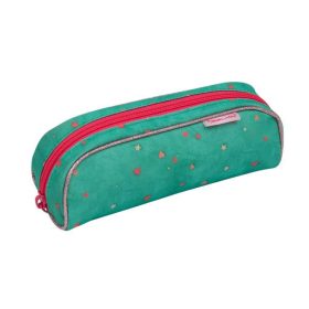   Tolltartó, henger alakú, cipzáras, BELMIL Cute sloth, zöld-rózsaszín, szivecske (BL3578507L)