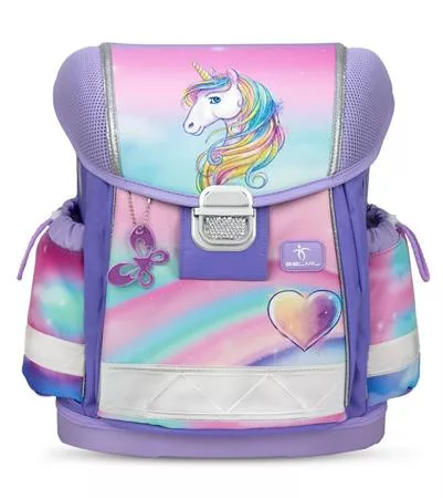 Iskolatáska, fémcsat, BELMIL Classy Heart of the Rainbow, unikornis (BL40313AG72L)