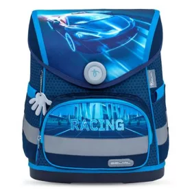   Iskolatáska, mágneszárral, BELMIL Compact Racing Blue Neon, versenyautó (BL40541AG12F)