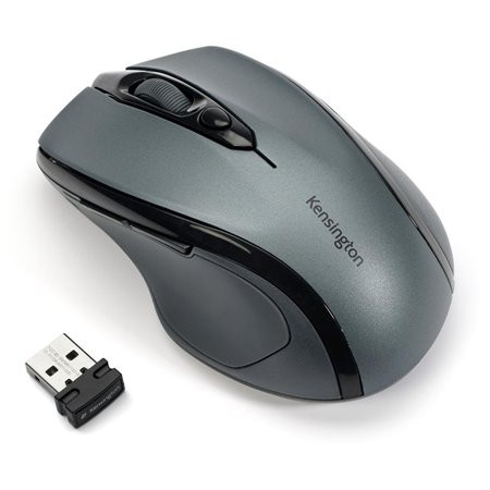 Egér, vezeték nélküli, optikai, közepes méret, USB, KENSINGTON Pro Fit, szürke (BME72423)