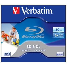   BD-R BluRay lemez, kétrétegű, nyomtatható, 50GB, 6x, 1 db, normál tok, VERBATIM (BRV-6DLN)