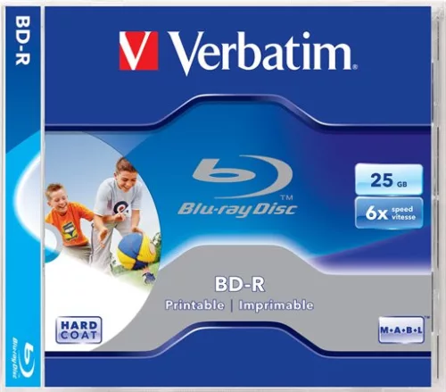 BD-R BluRay lemez, nyomtatható, 25GB, 6x, 1 db, normál tok, VERBATIM (BRV-6N)