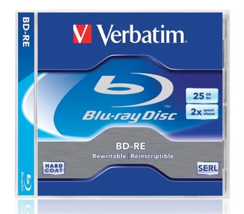 BD-RE BluRay lemez, újraírható, 25GB, 1-2x, 1 db, normál tok, VERBATIM (BRVU-2)