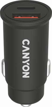 Autós töltő, USB-C/USB-A, QC 3.0 18W, PD 30W, CANYON C-20B03 (CAC20B03)