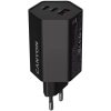 Hálózati töltő, 1xUSB-A, 2xUSB-C, 65W, CANYON Hexagon 65, fekete (CATHX65B)