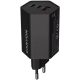 Hálózati töltő, 1xUSB-A, 2xUSB-C, 65W, CANYON Hexagon 65, fekete (CATHX65B)