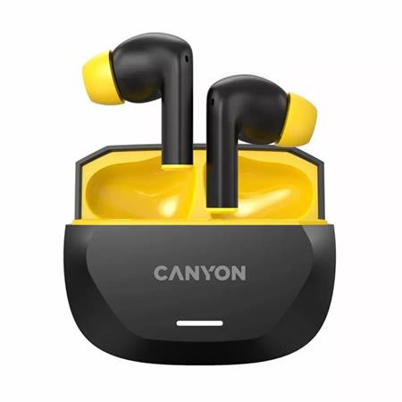 Fülhallgató, TWS vezeték nélküli, Bluetooth 5.4, CANYON Hexagon 7, fekete-sárga (CATWSHX7B)