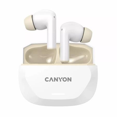 Fülhallgató, TWS vezeték nélküli, Bluetooth 5.4, CANYON Hexagon 7, fehér-bézs (CATWSHX7W)