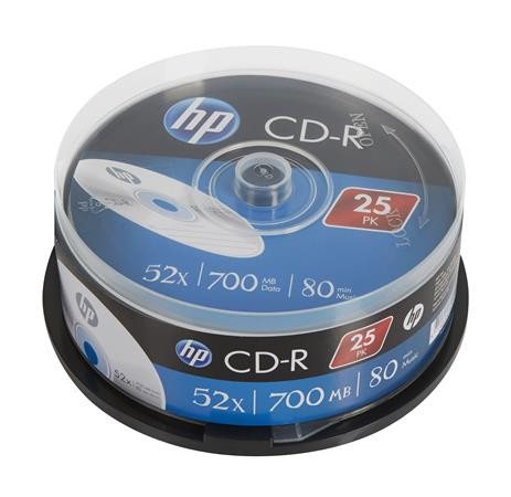 CD-R lemez, 700MB, 52x, 25 db, hengeren, HP (CDH7052B25)