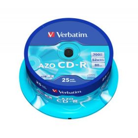   CD-R lemez, Crystal bevonat, AZO, 700MB, 52x, 25 db, hengeren VERBATIM DataLife Plus (CDV7052B25)