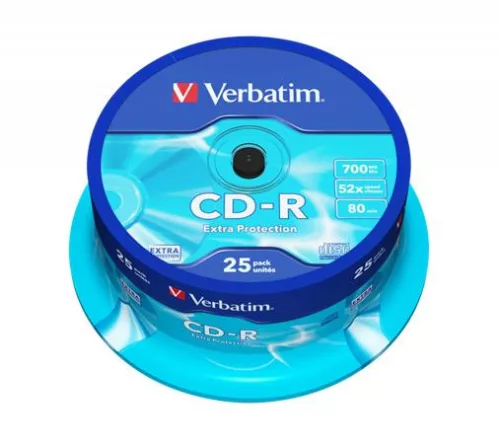 CD-R lemez, 700MB, 52x, 25 db, hengeren, VERBATIM DataLife (CDV7052B25DL)