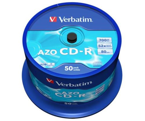 CD-R lemez, Crystal bevonat, AZO, 700MB, 52x, 50 db, hengeren VERBATIM DataLife Plus (CDV7052B50)