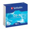CD-R lemez, 700MB, 52x, 10 db, vékony tok, VERBATIM DataLife (CDV7052V10DL)