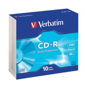   CD-R lemez, 700MB, 52x, 10 db, vékony tok, VERBATIM DataLife (CDV7052V10DL)