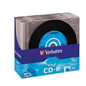   CD-R lemez, bakelit lemez-szerű felület, AZO, 700MB, 52x, 10 db, vékony tok, VERBATIM Vinyl (CDV7052V10VIN)