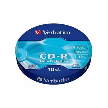 CD-R lemez, 700MB, 52x, 10 db, zsugor csomagolás, VERBATIM DataLife (CDV7052Z10DL)
